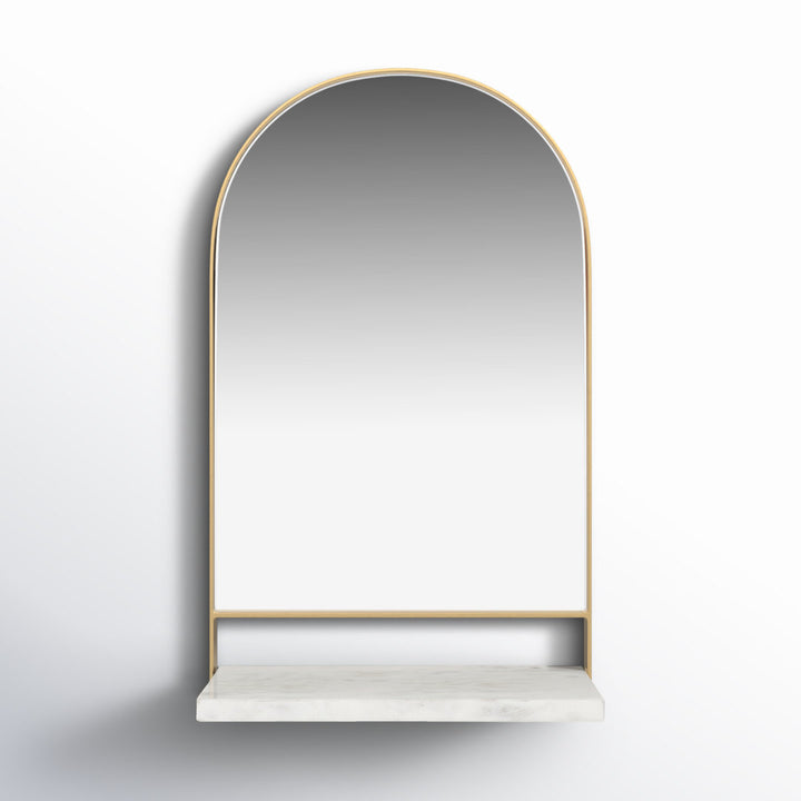 Cielo with Shelves Wall Mirror Joss & Main Size: 20" x 12" Finish: Gold/White