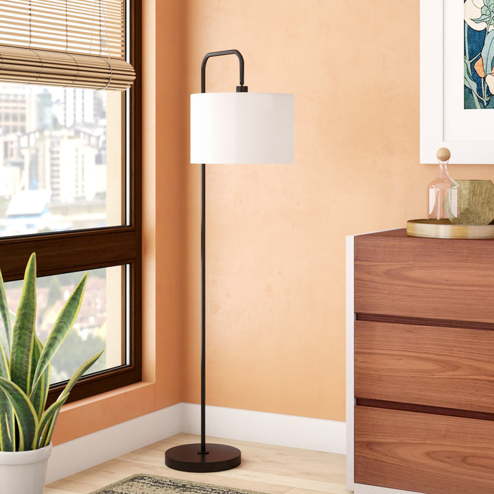 Chattahoochee 58" Arched Floor Lamp Ebern Designs Base Finish: Matte Black