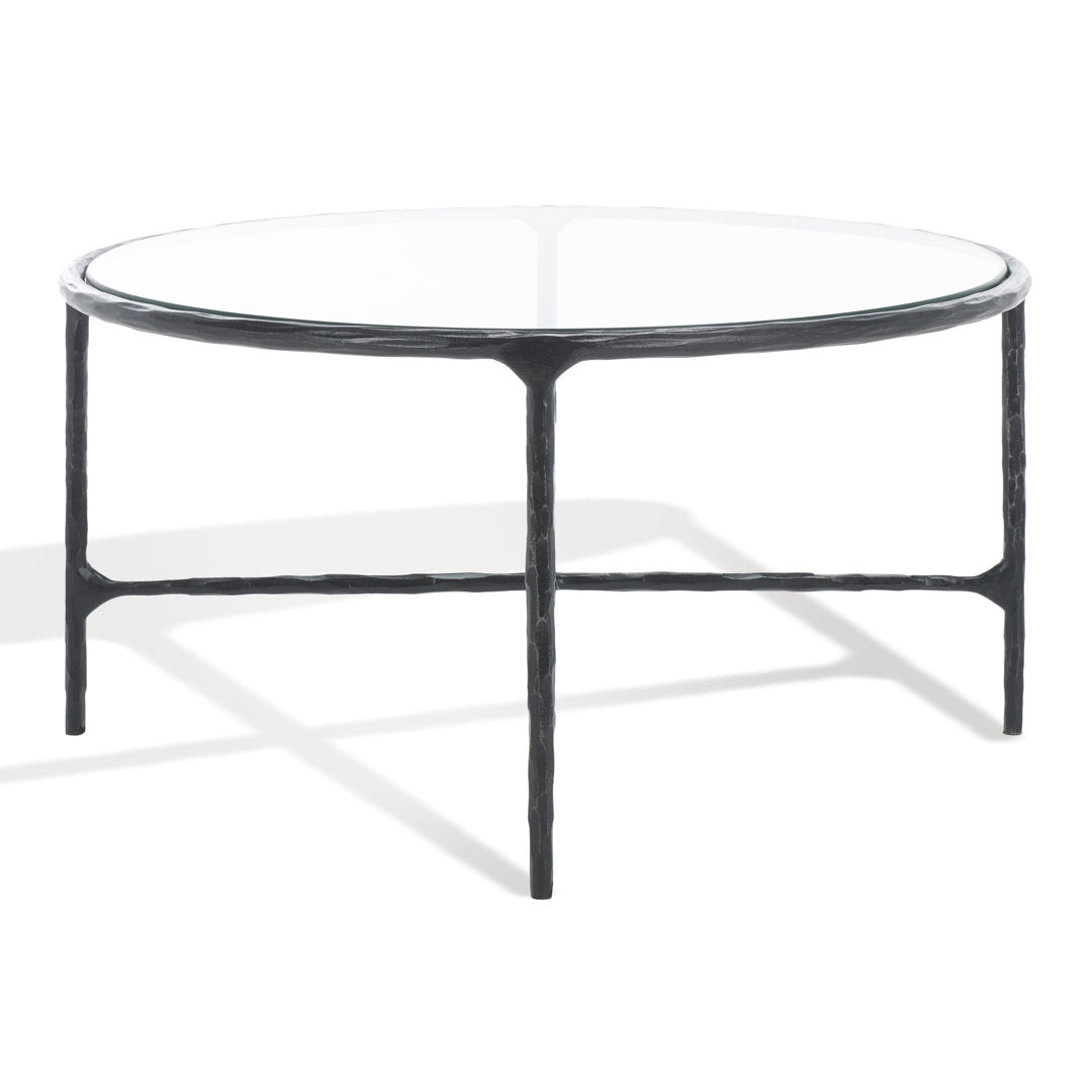 Evelynn 4 Legs Coffee Table Joss & Main Table Base Color: Black, Table Top Color: Clear