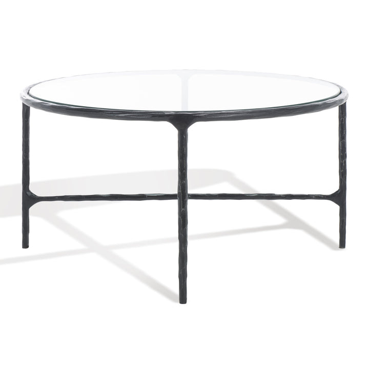 Evelynn 4 Legs Coffee Table Joss & Main Table Base Color: Black, Table Top Color: Clear