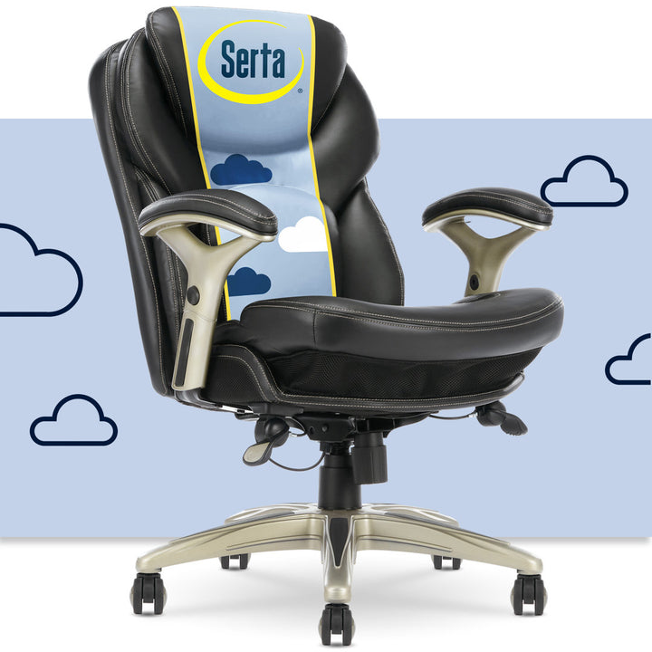 Serta Claremont Ergonomic Executive Office Chair with Back in Motion Technology and Lumbar Support Serta Upholstery Color: Black