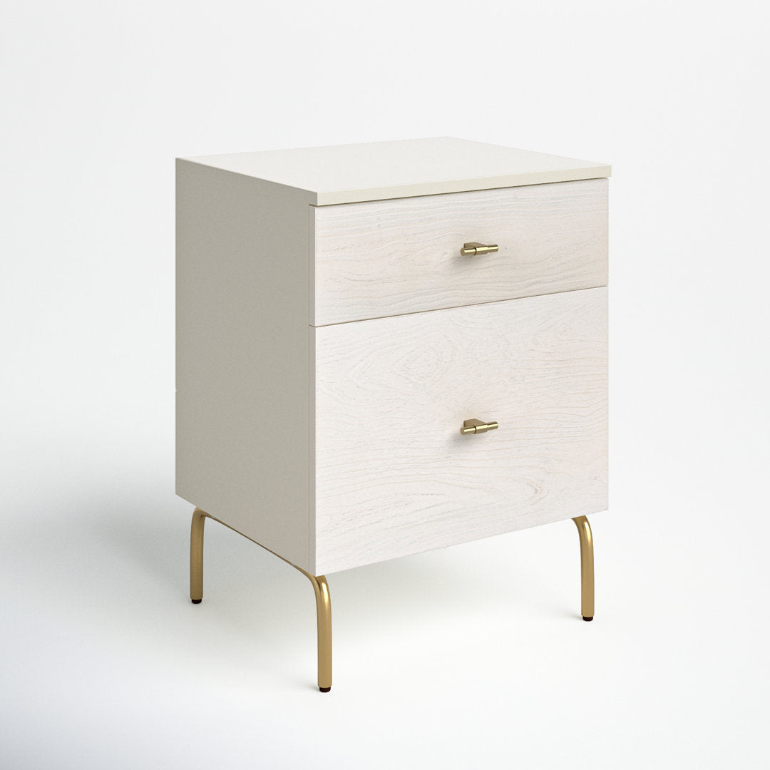 Linaris 2 - Drawer Nightstand Ivy Bronx Color: Cream/White Washed