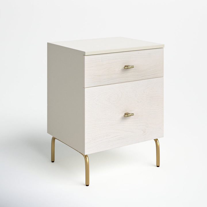 Linaris 2 - Drawer Nightstand Ivy Bronx Color: Cream/White Washed