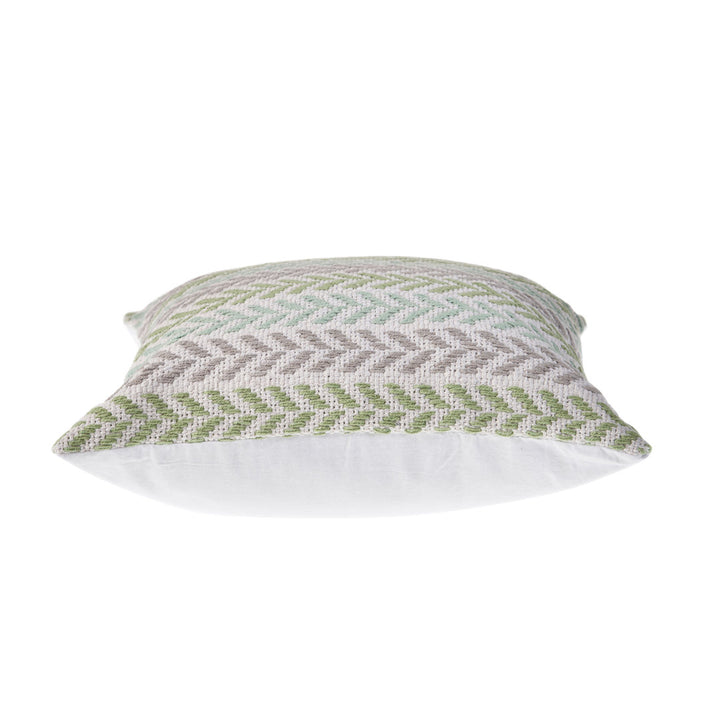 Hand-Woven Chevron Cotton Throw Pillow Rajani Home Color: Green/Multi
