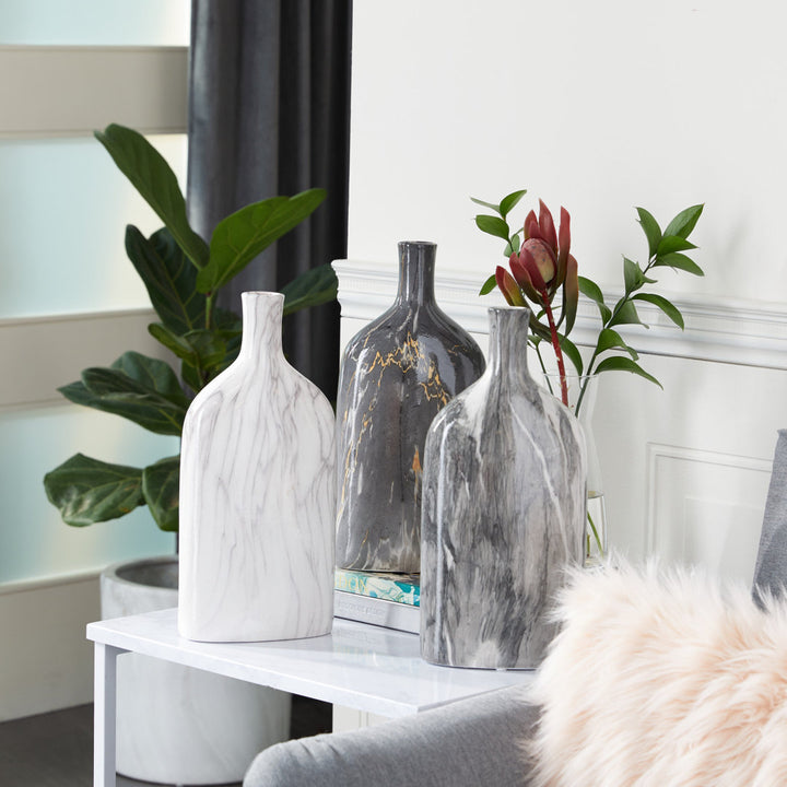 Carllene Black/White/Gray Ceramic Table Vase Set (Set of 3) Brayden Studio®