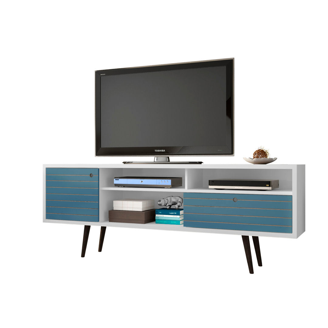 Darryl TV Stand Zipcode Design™ Color: White/Aqua Blue