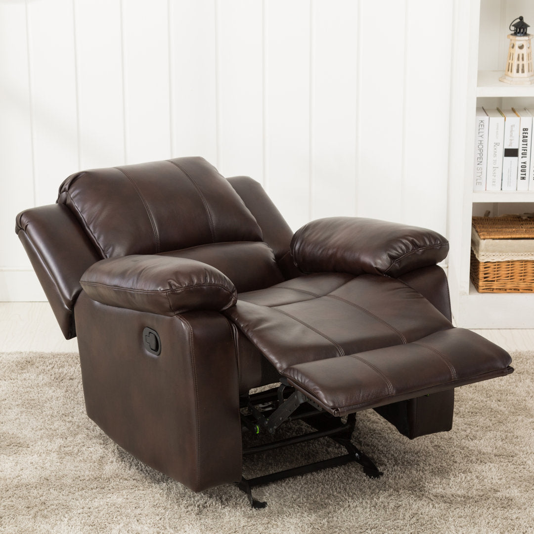 Kahler 37.75" Wide Faux Leather Manual Glider Recliner Andover Mills™ Upholstery Color: Burnished Brown