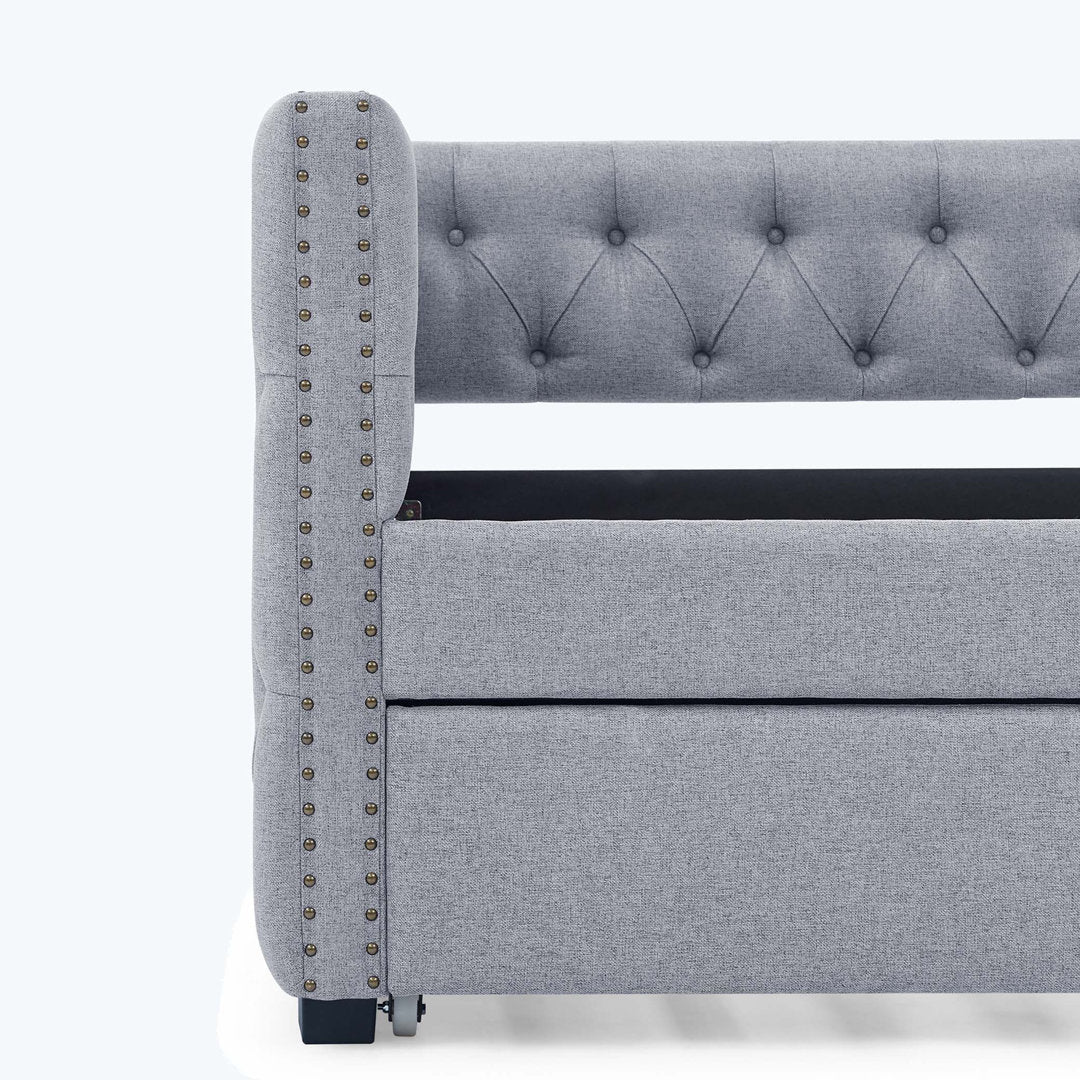 Daybed With Trundle Upholstered Tufted Sofa Bed,Platfrom Bed,Bed Frame Red Barrel Studio® Color: Gray Size: Twin Drawers Included: No