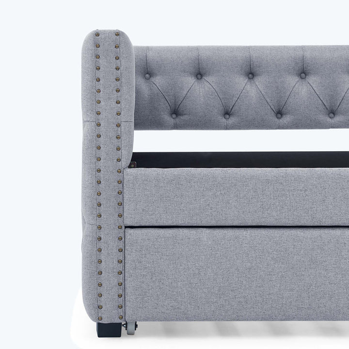 Daybed With Trundle Upholstered Tufted Sofa Bed,Platfrom Bed,Bed Frame Red Barrel Studio® Color: Gray Size: Twin Drawers Included: No