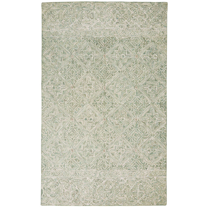 Yeznig Scandinavian Geometric Handmade Wool Ivory/Teal Area Rug Charlton Home® Rug Size: Rectangle 8' x 11'