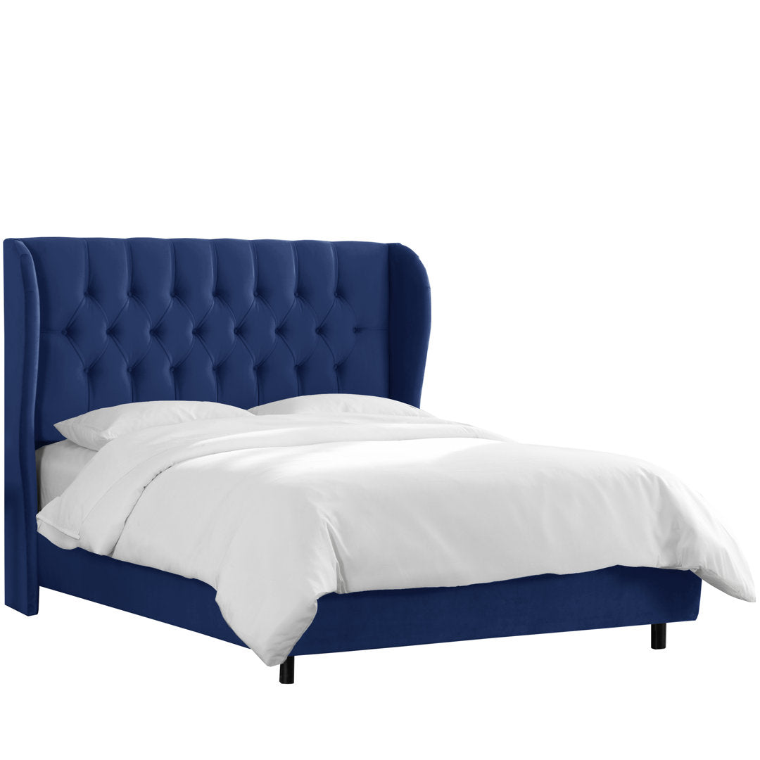 Knaresborough Tufted Upholstered Low Profile Standard Bed Greyleigh™ Size: Full Body Fabric: Classic Ink Performance Velvet