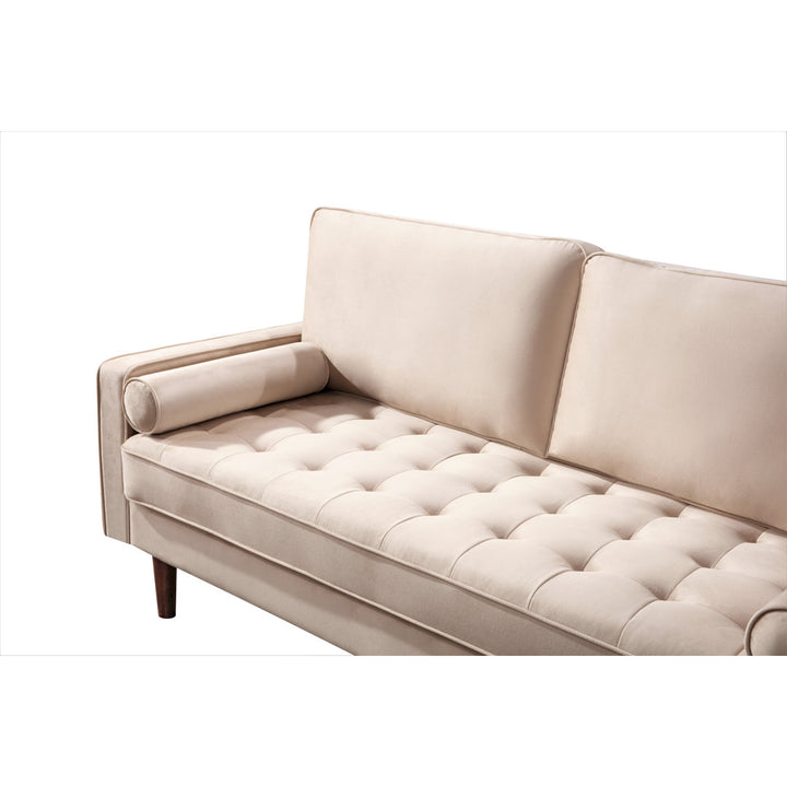 Ashfaq 57.8" Velvet Square Arm Loveseat Wade Logan® Fabric: Polyester Beige