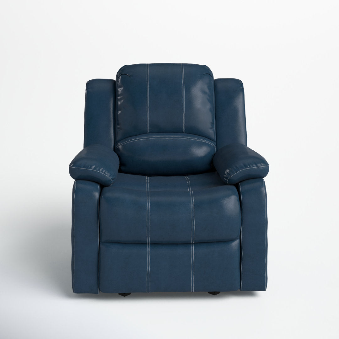 Kahler 37.75" Wide Faux Leather Manual Glider Recliner Andover Mills™ Upholstery Color: Blue Faux Leather