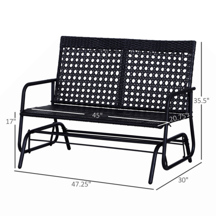 Shupe Steel Rattan Outdoor Patio Double Glider Bench Wrought Studio™