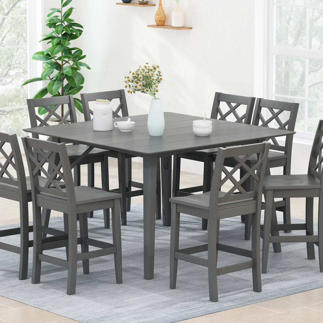 Lea Counter Height 58.5" Solid Wood Dining Table George Oliver Color: Gray