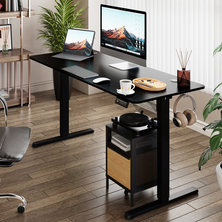 Gilman Electric Adjustable Height Standing Desk The Twillery Co.® Color (Top/Frame): Black/Black Size: 27.5" H x 55" W x 24" D
