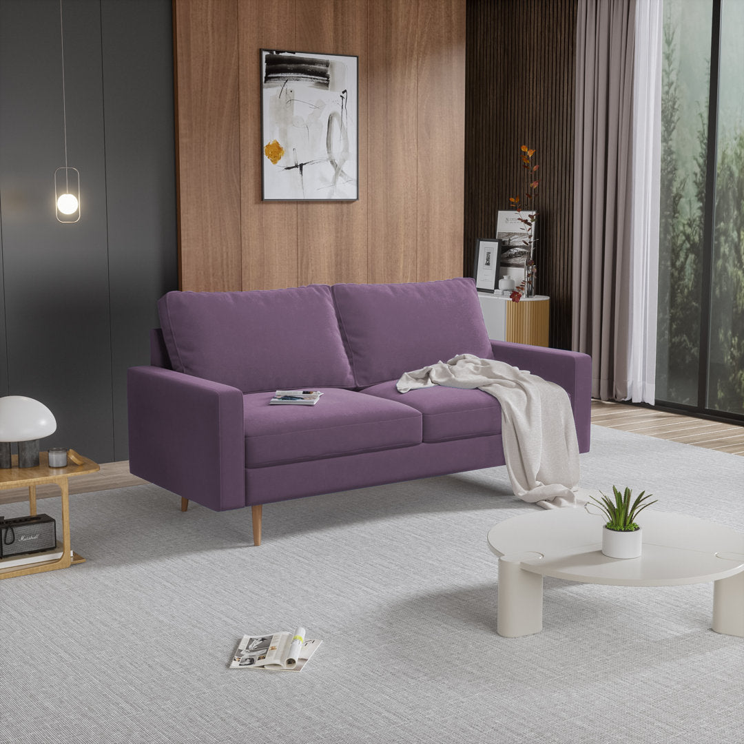 Markham 70" Velvet Square Arm Sofa Willa Arlo™ Interiors Fabric: Lavender Polyester