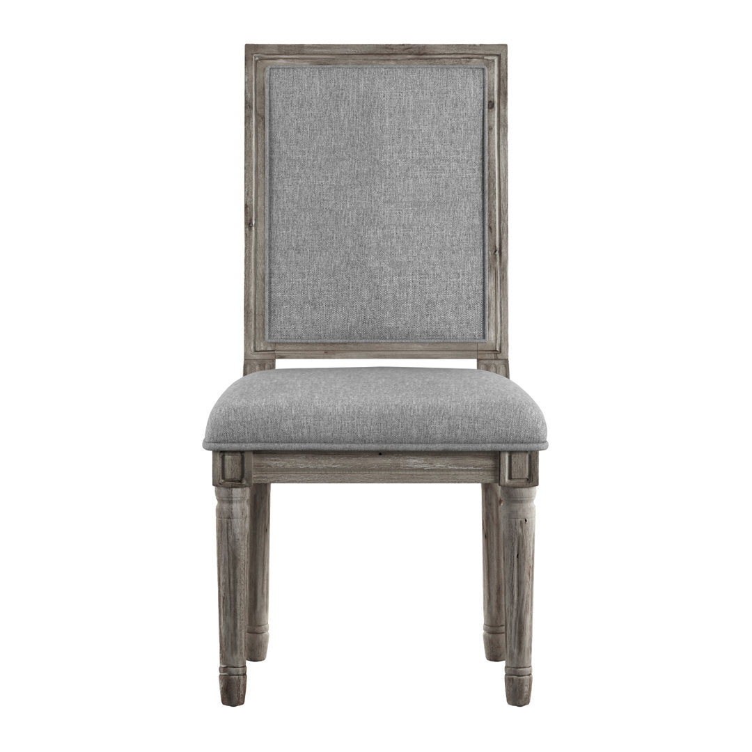 Libretto Solid Wood Side Chair (Set of 2) Kelly Clarkson Home Upholstery Color: Gray Linen, Leg Color: Antique Gray Oak