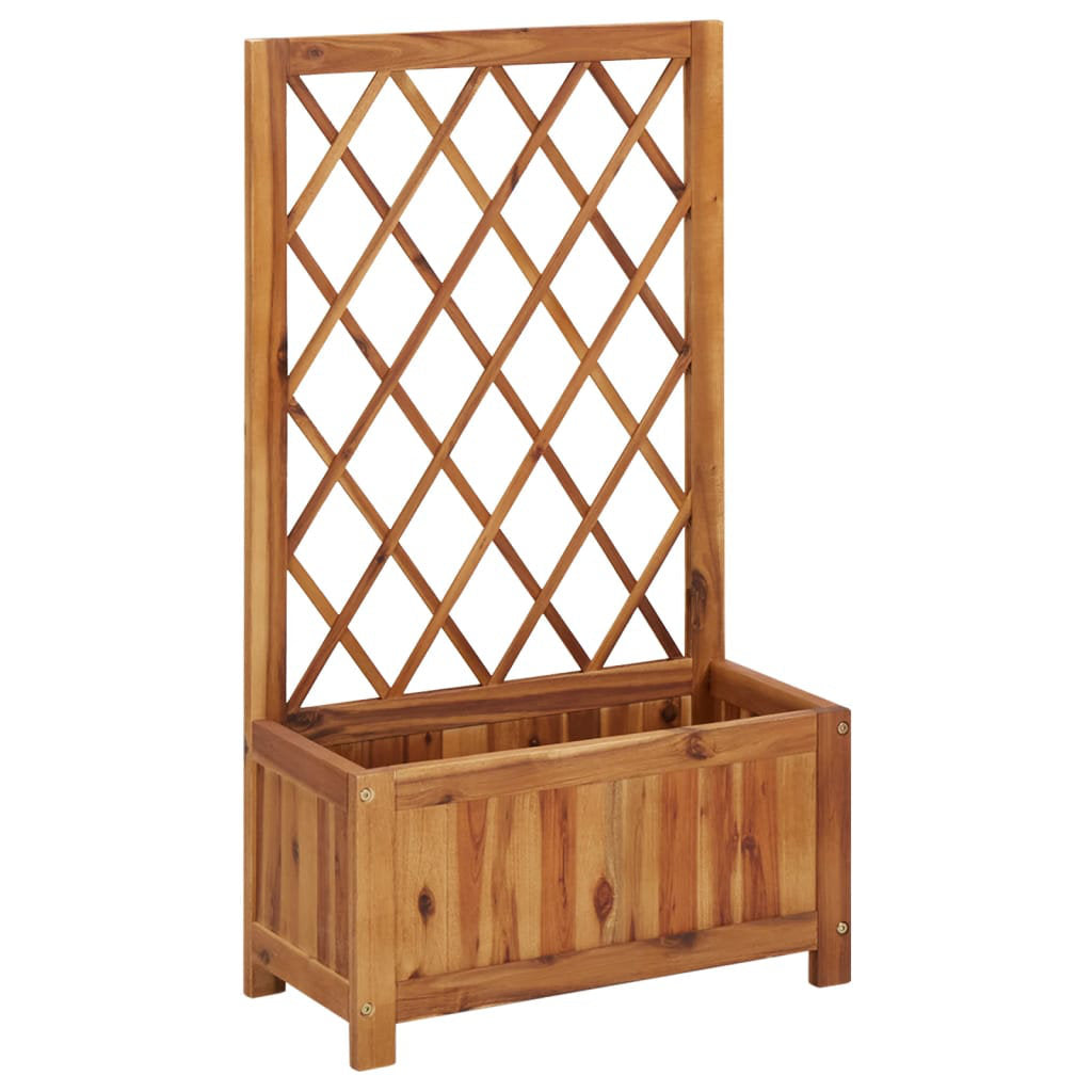 Telesha vidaXL Garden Raised Bed with Trellis, Solid Acacia Wood Planter, Outdoor and Indoor Use, Brown Arlmont & Co.