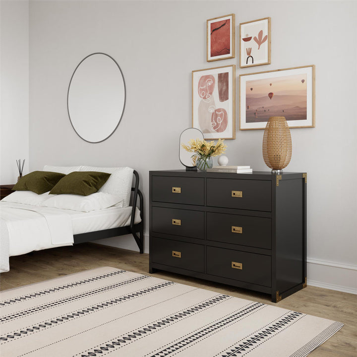 Hubble 6 Drawer Double Dresser Viv + Rae™ Color: Black