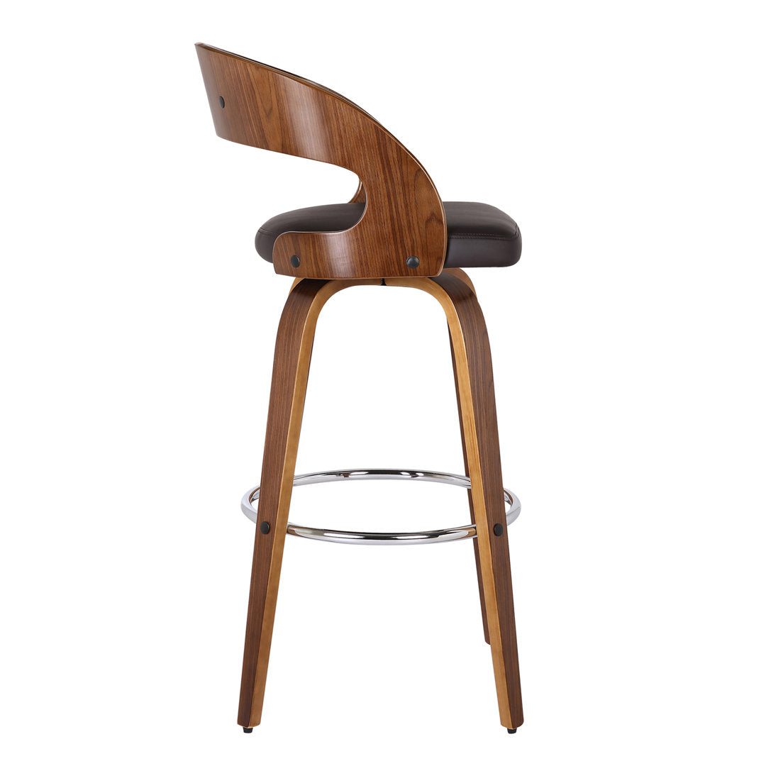 Pensacola Mid-century Swivel Counter Height Bar Stool Corrigan Studio® Upholstery: JY Brown Faux Leather, Seat Height: Counter Stool (26" Seat Height)