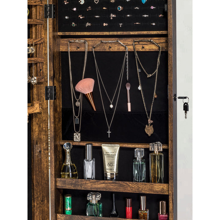 Grishilde Wall Mounted Jewelry Armoire with Mirror Latitude Run® Color: Rustic Brown