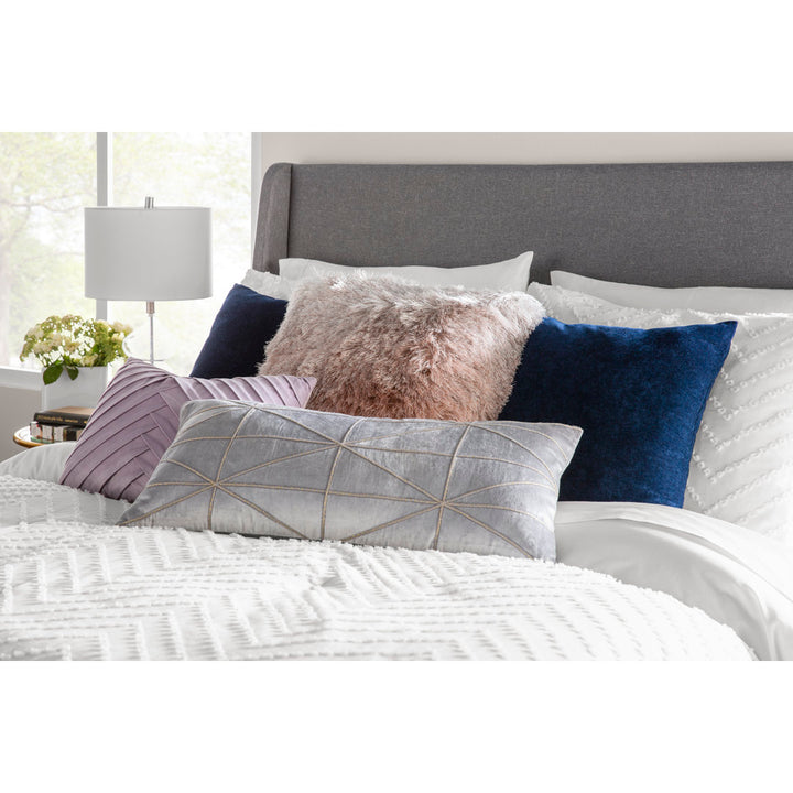 Velvet Geometric Lumbar Pillow Inspire Me! Home Décor Color: Light Gray