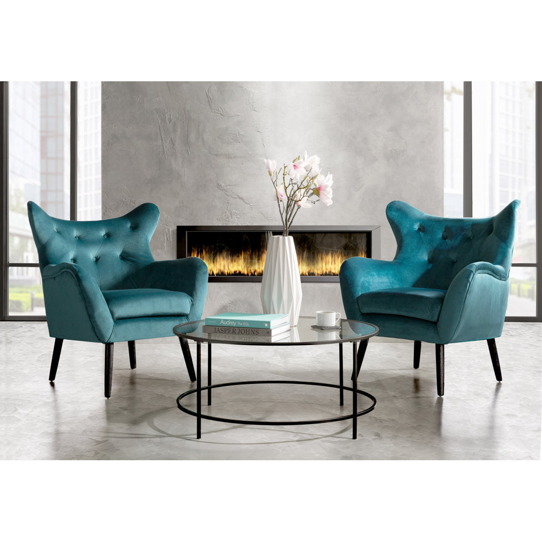 Danney 30'' Wide Tufted Velvet Wingback Chair House of Hampton® Fabric: Dark Teal Velvet