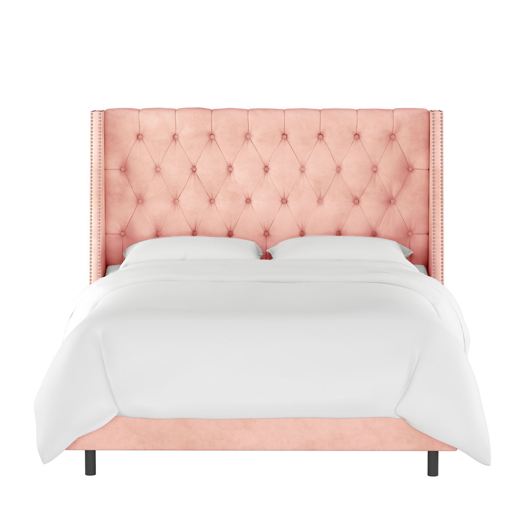 Annabel Upholstered Wingback Bed Kelly Clarkson Home Size: Full Body Fabric: Classic Blush Performance Velvet