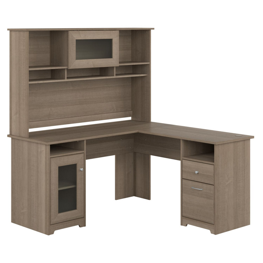 Shelonda L-Shape Executive Desk with Hutch Latitude Run® Color: Ash Gray
