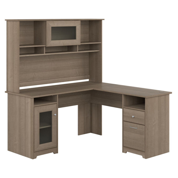 Shelonda L-Shape Executive Desk with Hutch Latitude Run® Color: Ash Gray