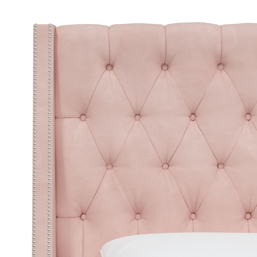 Annabel Upholstered Wingback Bed Kelly Clarkson Home Size: Full Body Fabric: Classic Blush Performance Velvet