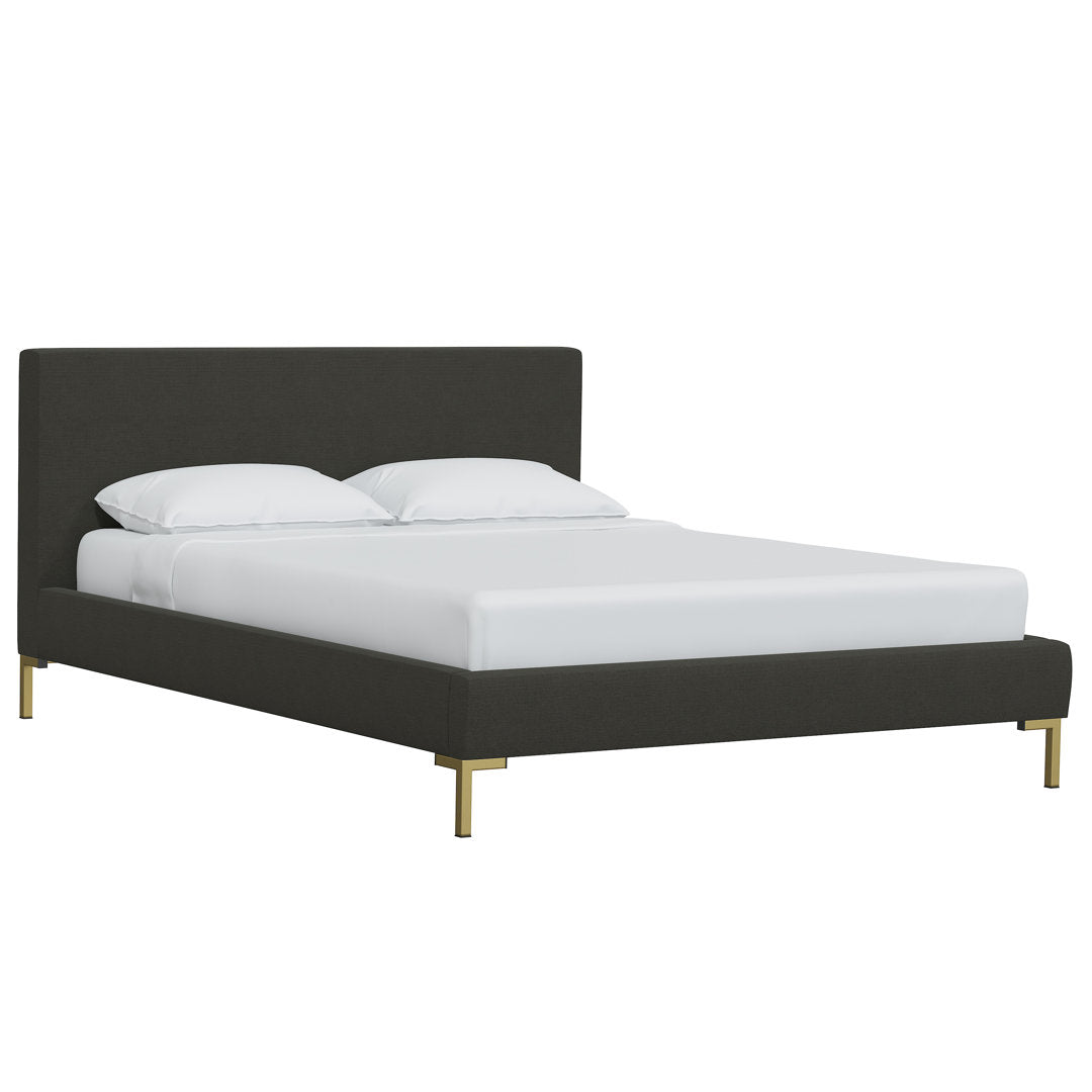 Rand Vegan Leather Bed AllModern Color: Classic Otter Performance Velvet, Leg Color: Brass Size: Twin
