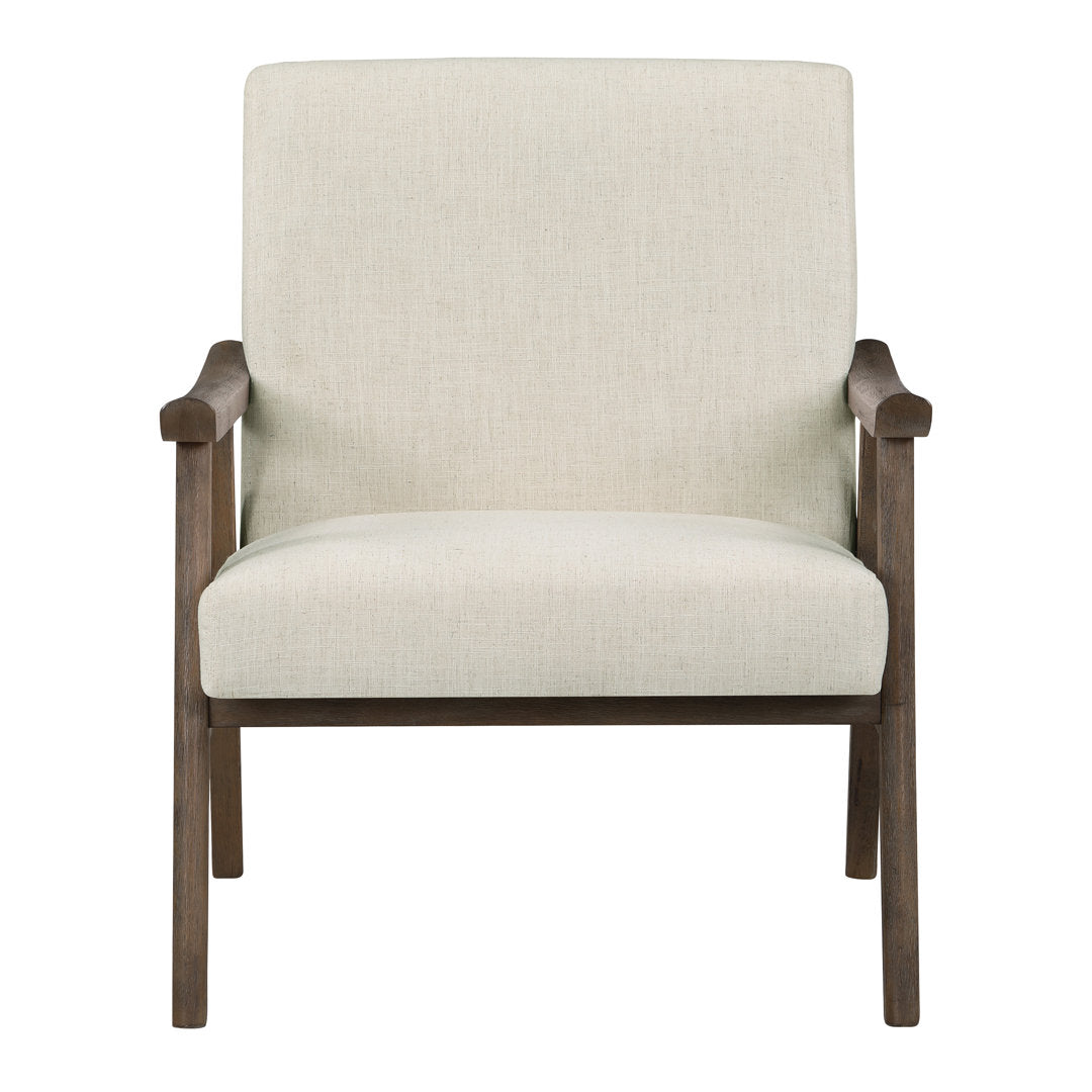 Albury 27.25" Wide Polyester Lounge Chair Wade Logan® Leg Color: Dark Brown Fabric OR Leather Type: Beige 100% Polyester