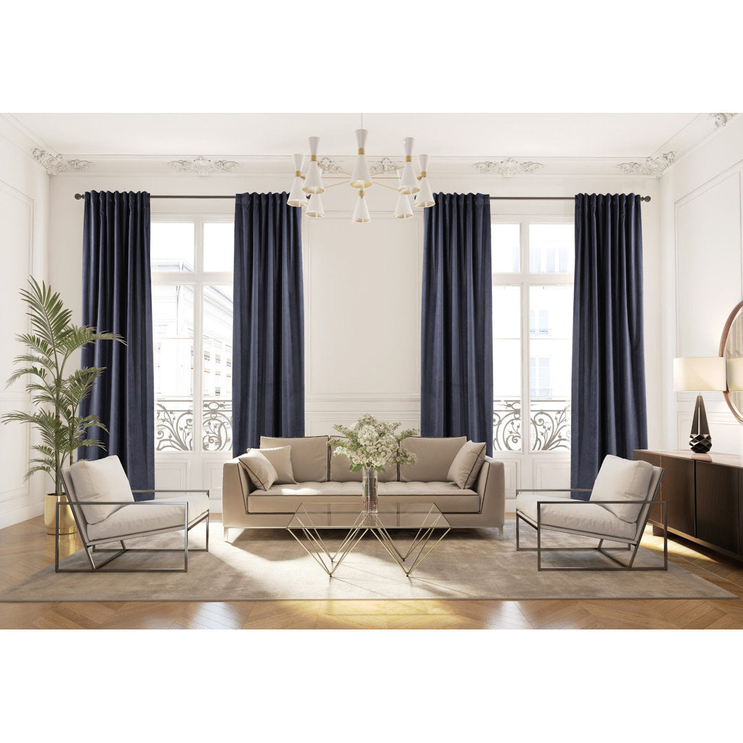 Matte Velvet Extra wide x Extra Long Custom Made Decorative Single Panel Lilijan Home & Curtain Curtain Color: 71 Independence Size per Panel: 100" W x 108" L