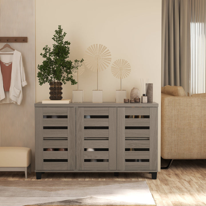 Lismore 16 Pair Shoe Storage Cabinet Steelside™ Finish: Warm Gray Oak
