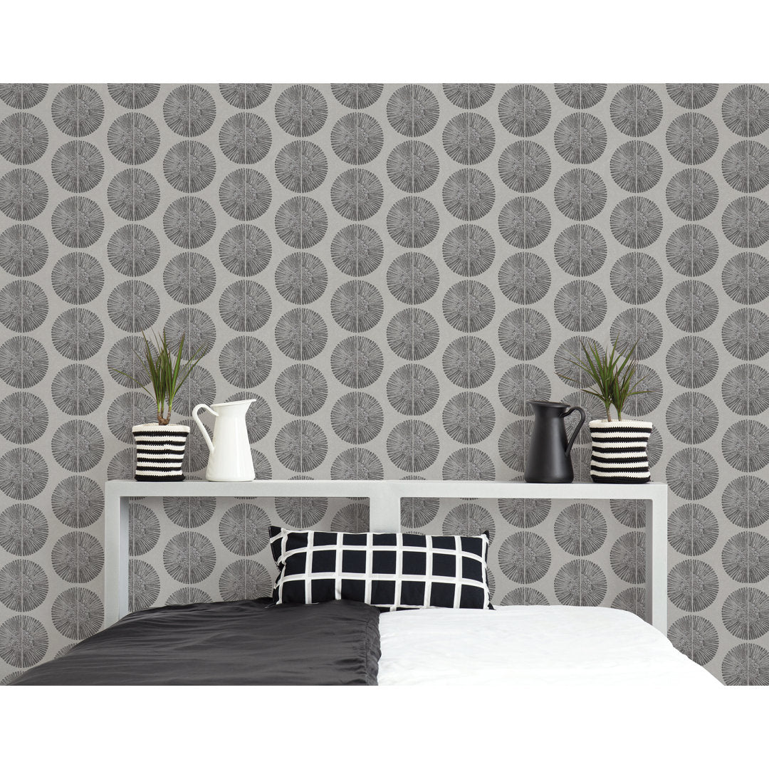 Bazaar Geometric Soleil Design 33' L x 21" W Wallpaper Roll Galerie Wallcoverings Color: Black/Gray