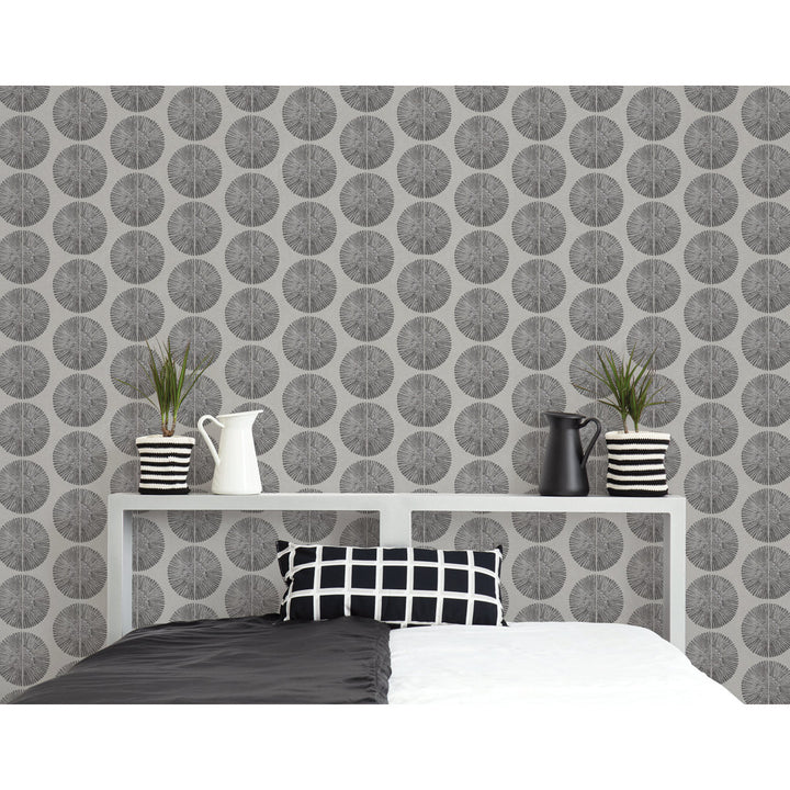 Bazaar Geometric Soleil Design 33' L x 21" W Wallpaper Roll Galerie Wallcoverings Color: Black/Gray