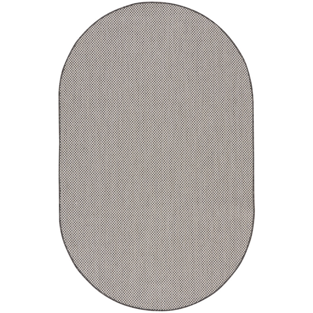 Leia Ivory/Charcoal Gray Indoor / Outdoor Area Rug Sand & Stable™ Rug Size: Oval 5' x 8'