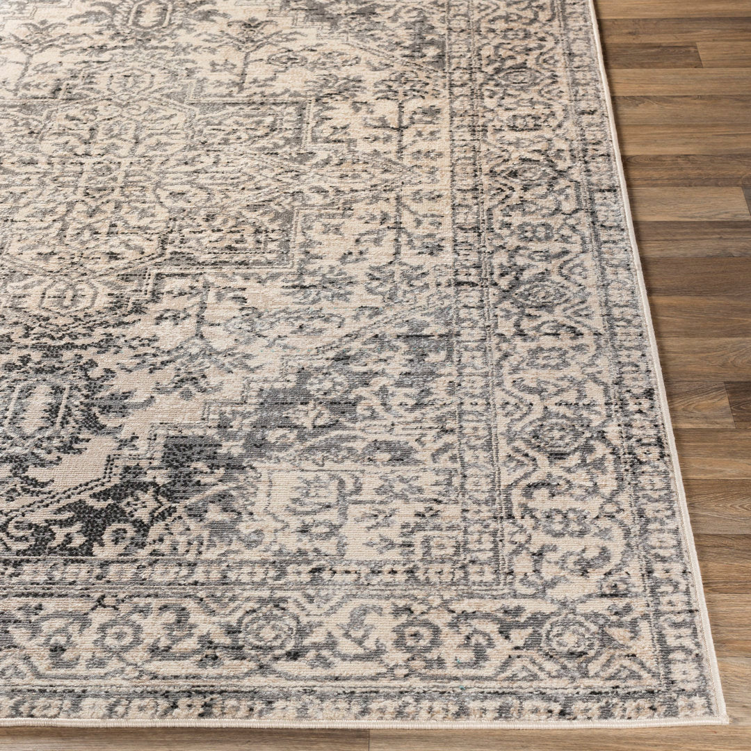 Witten Distressed Charcoal/Cream Area Rug Bungalow Rose Rug Size: Rectangle 8'10" x 12'