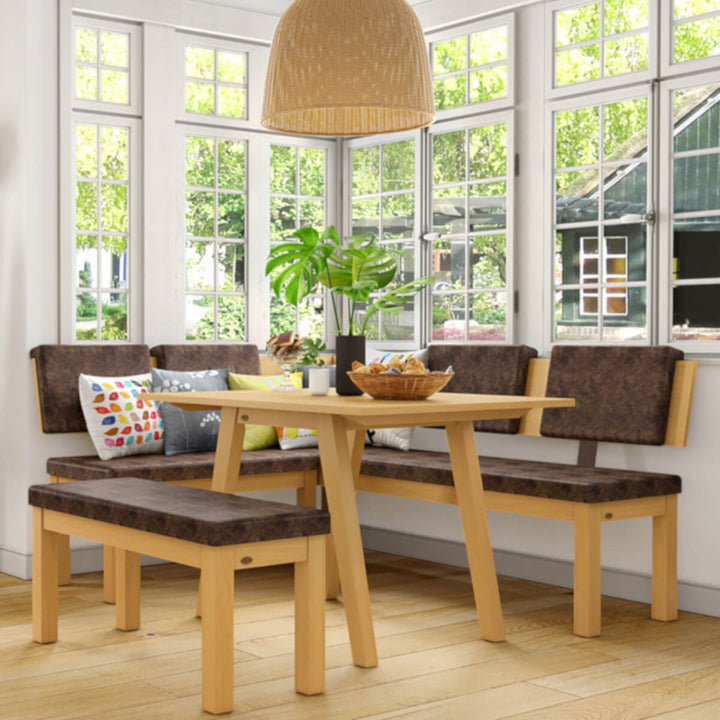 Desouza 3 - Piece Pine Solid Wood Breakfast Nook Dining Set Brayden Studio® Finish: Almond