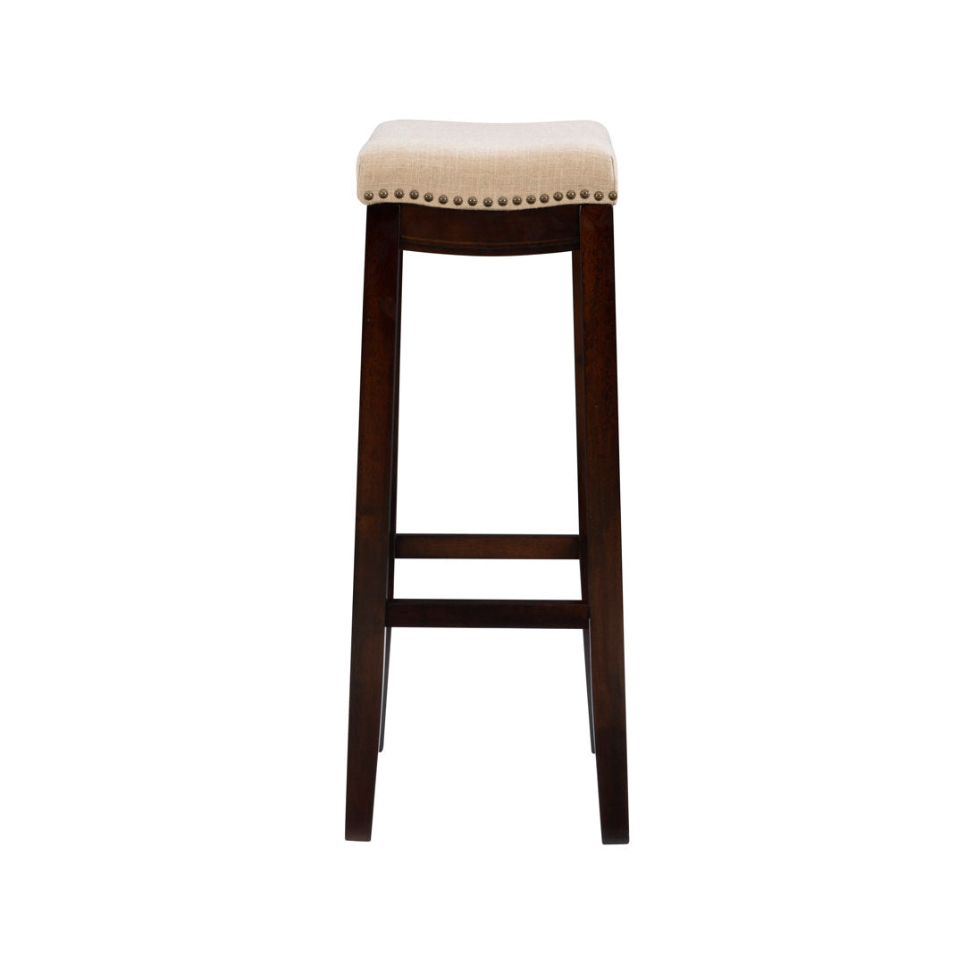 Arlyce Counter & Bar Solid Wood Backless Stool with Upholstered Seat Lark Manor™ Seat Height: Bar Stool (32.25" Seat Height)