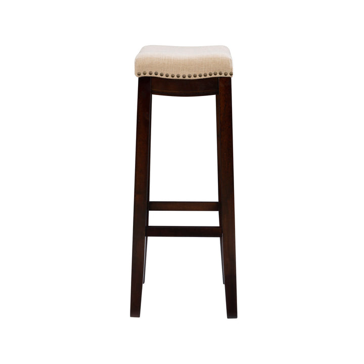 Arlyce Counter & Bar Solid Wood Backless Stool with Upholstered Seat Lark Manor™ Seat Height: Bar Stool (32.25" Seat Height)