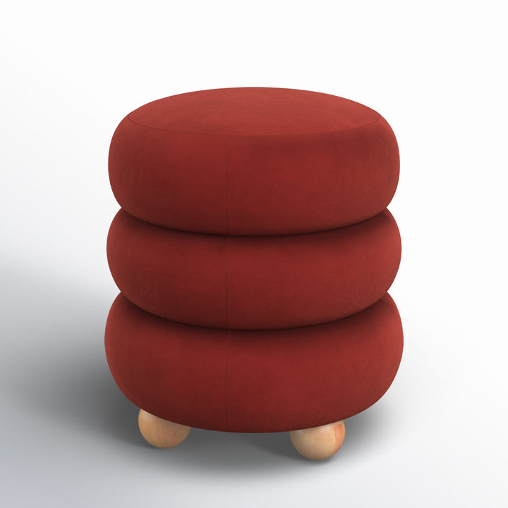 Dalisha 17.2" Wide Velvet Round Standard Ottoman Joss & Main Upholstery Color: Rust, Leg Color: Natural