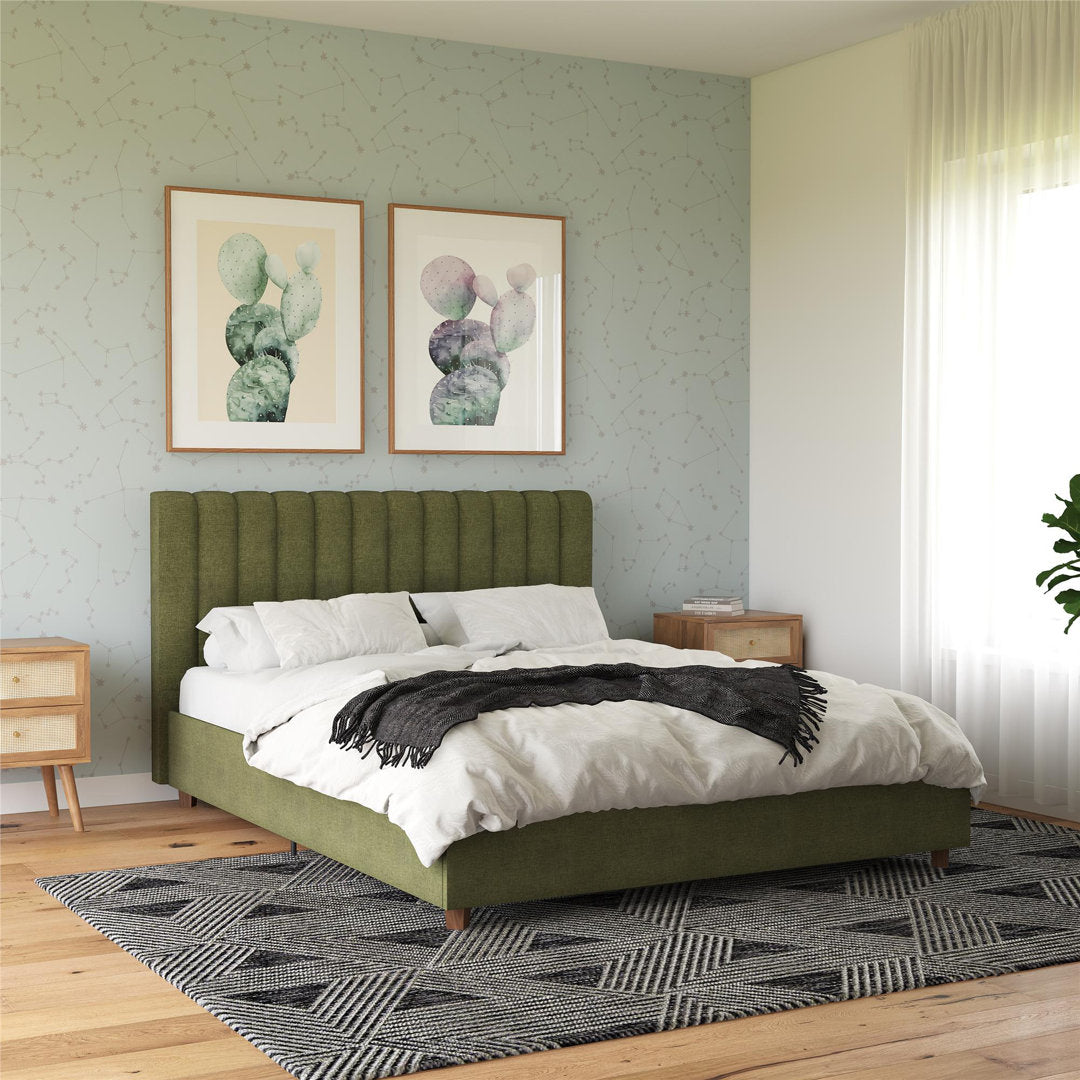 Brittany Tufted Upholstered Platform Bed Novogratz Color: Green Size: Queen