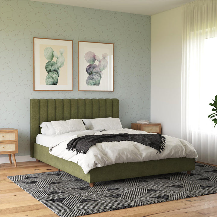 Brittany Tufted Upholstered Platform Bed Novogratz Color: Green Size: Queen