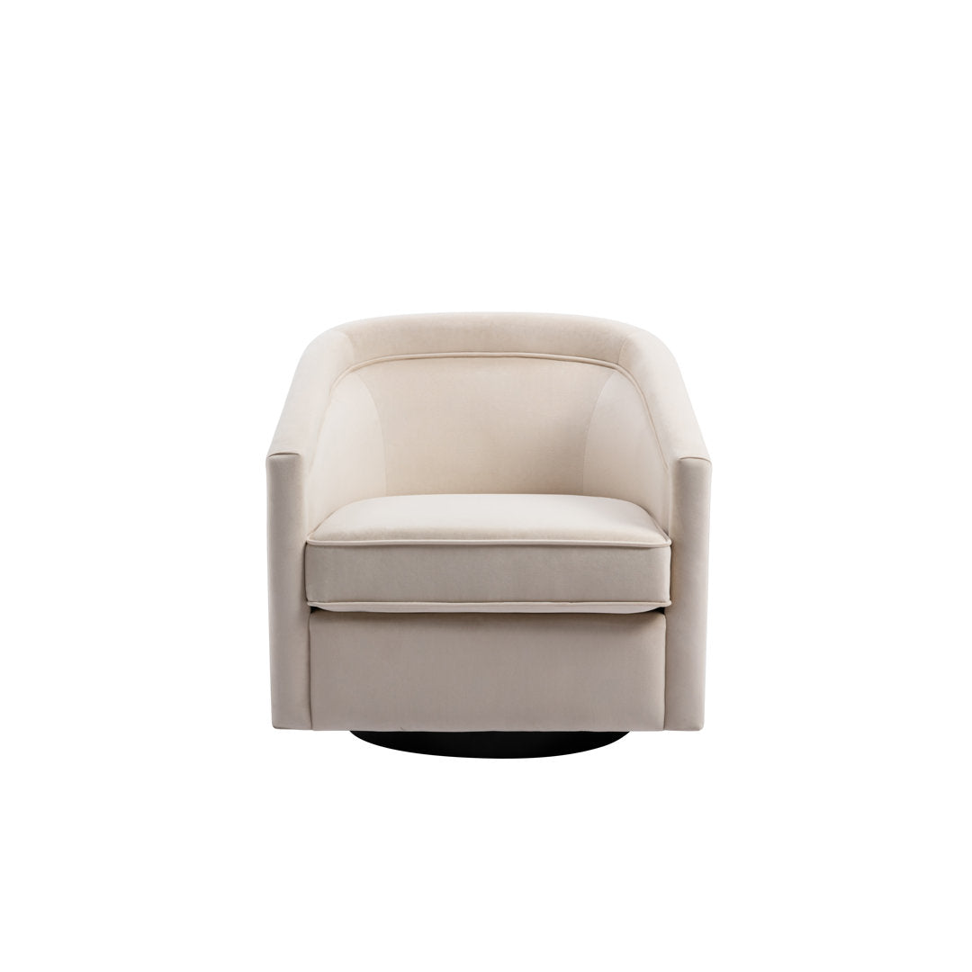 Aloisa 28.7" Wide Velvet Swivel Barrel Chair Etta Avenue™ Body Fabric: Cream Velvet