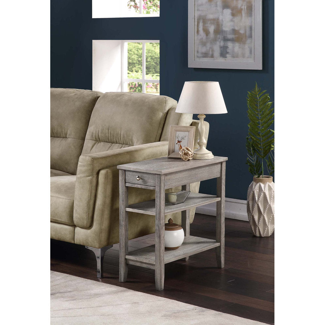 Carbin End Table with Drawer and Shelves Winston Porter Color: Light Gray Wirebrush