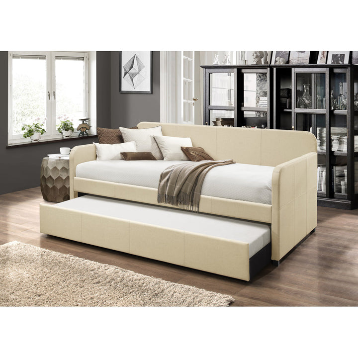 Plunkett Tiara Upholstered Daybed with Trundle Andover Mills™ Color: Beige