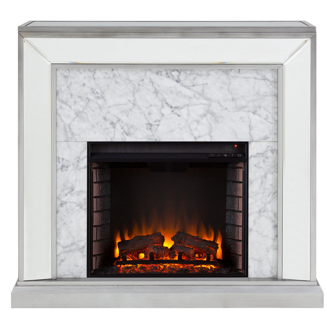 Keilanie Faux Marble Electric Fireplace Brayden Studio®